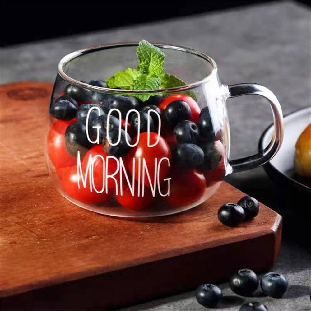 Good Morning Breakfast Glass Cup