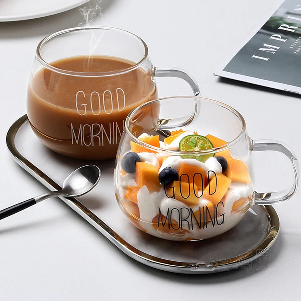 Good Morning Breakfast Glass Cup