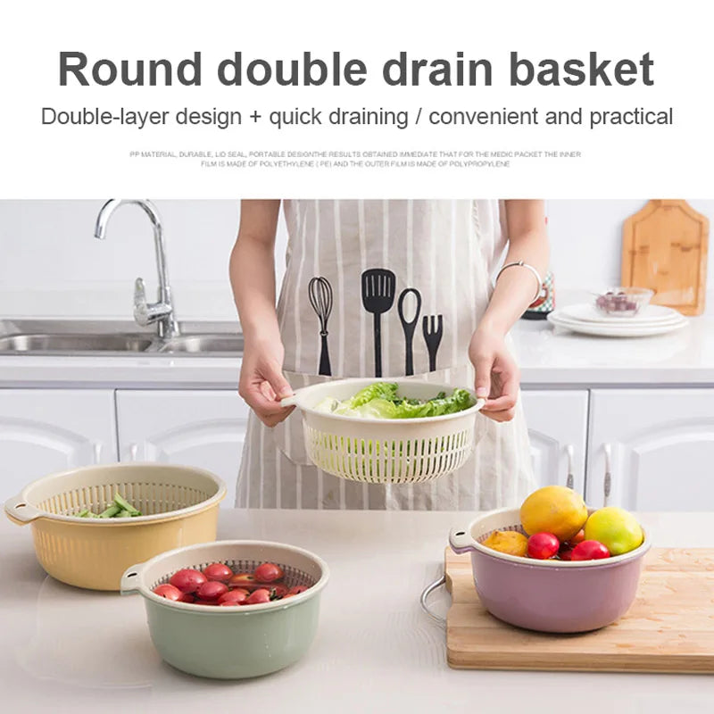 Double Layer Vegetable Washing Basket