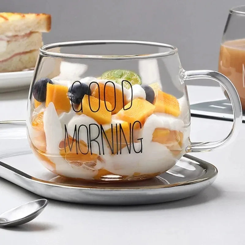Good Morning Breakfast Glass Cup