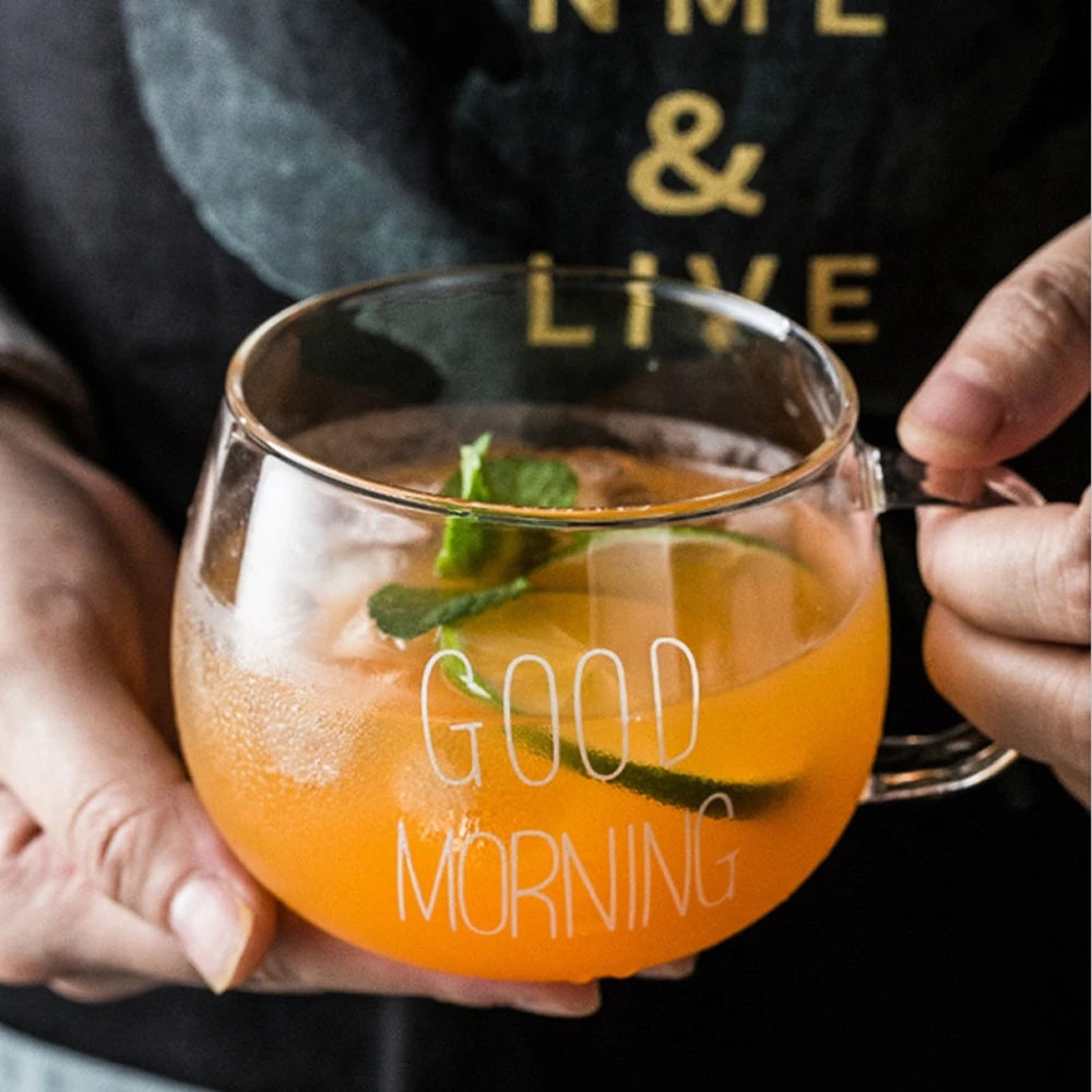 Good Morning Breakfast Glass Cup