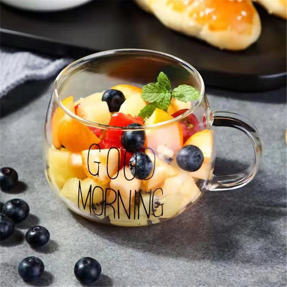 Good Morning Breakfast Glass Cup