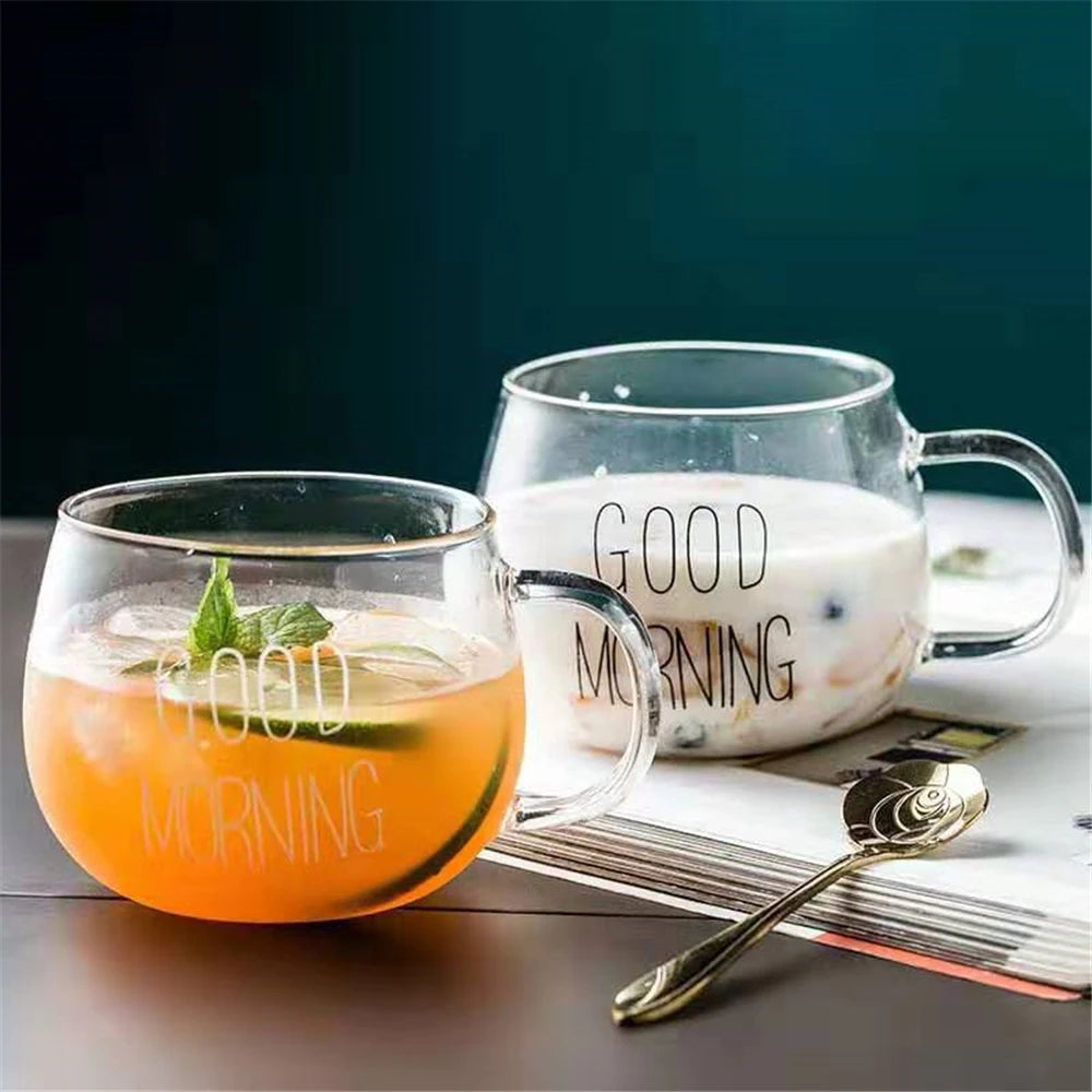 Good Morning Breakfast Glass Cup