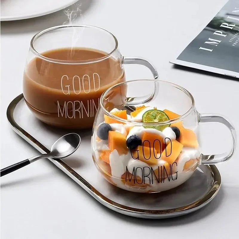 Good Morning Breakfast Glass Cup