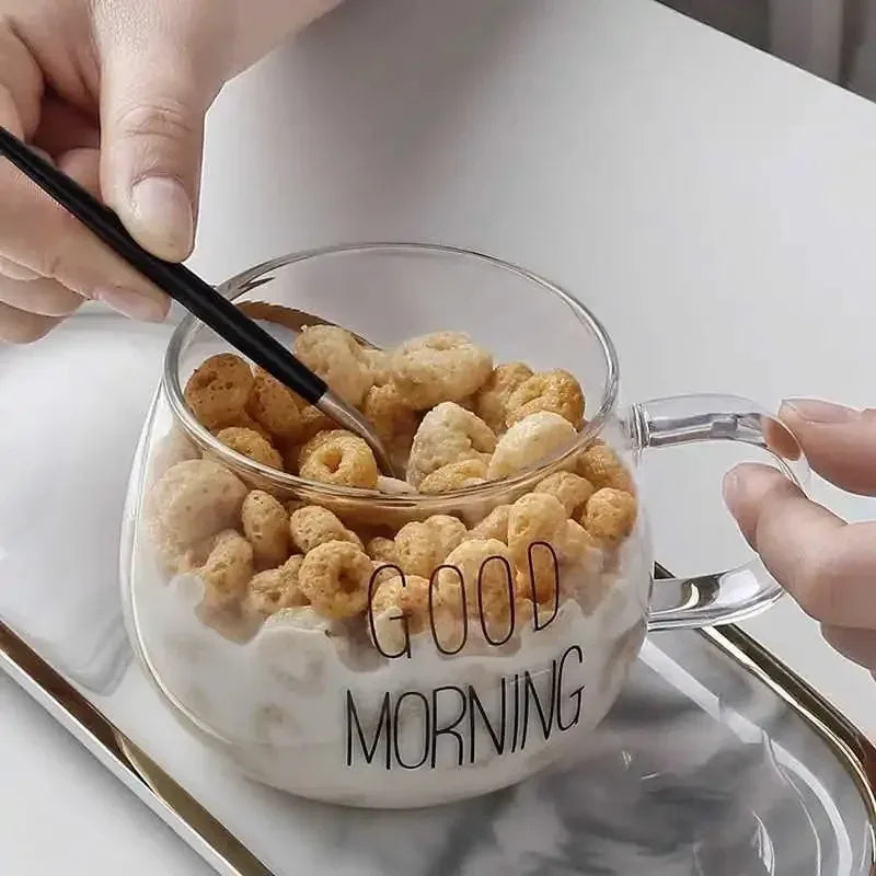Good Morning Breakfast Glass Cup