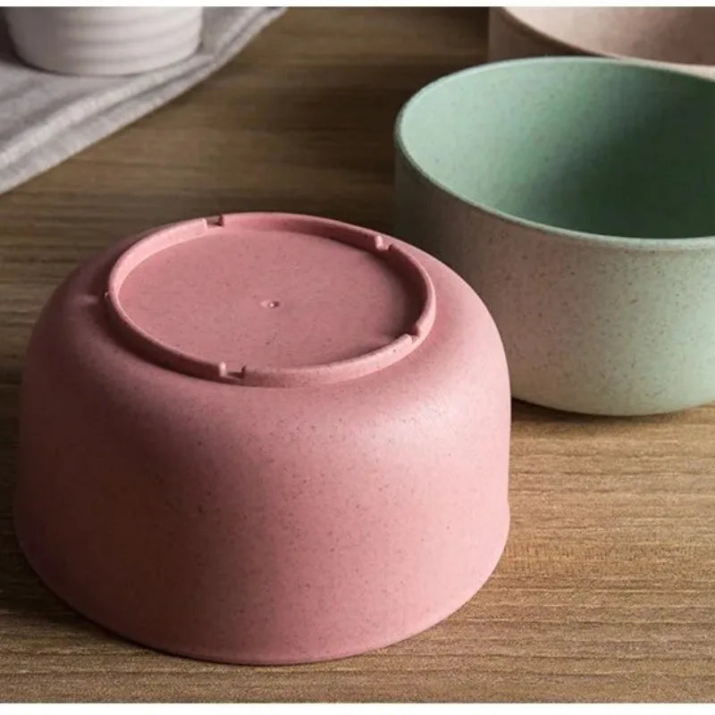 4PCS Wheat Straw Bowl Tableware Plates for Kids
