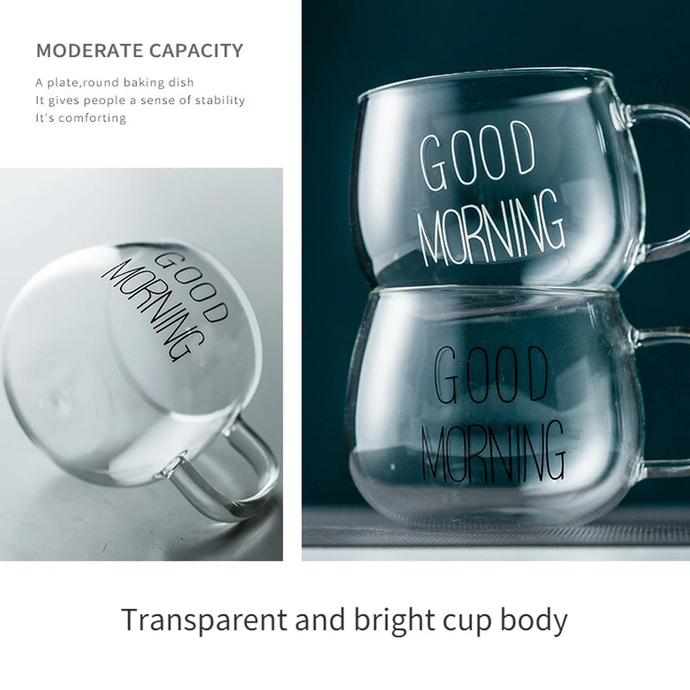 Good Morning Breakfast Glass Cup