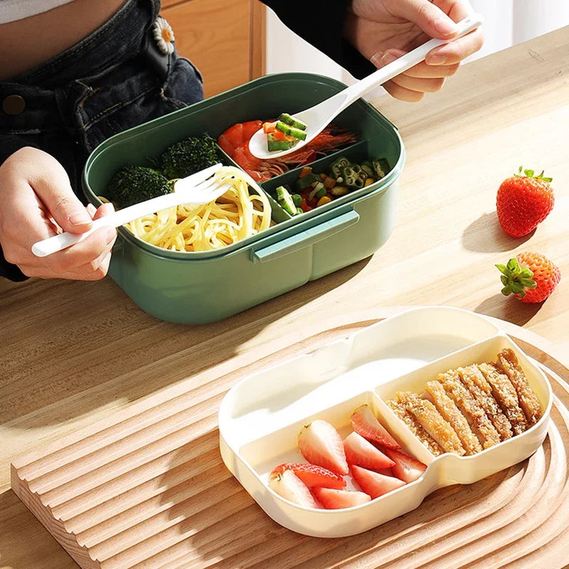 Lunch Box with Fork and Spoon Portable Food Box