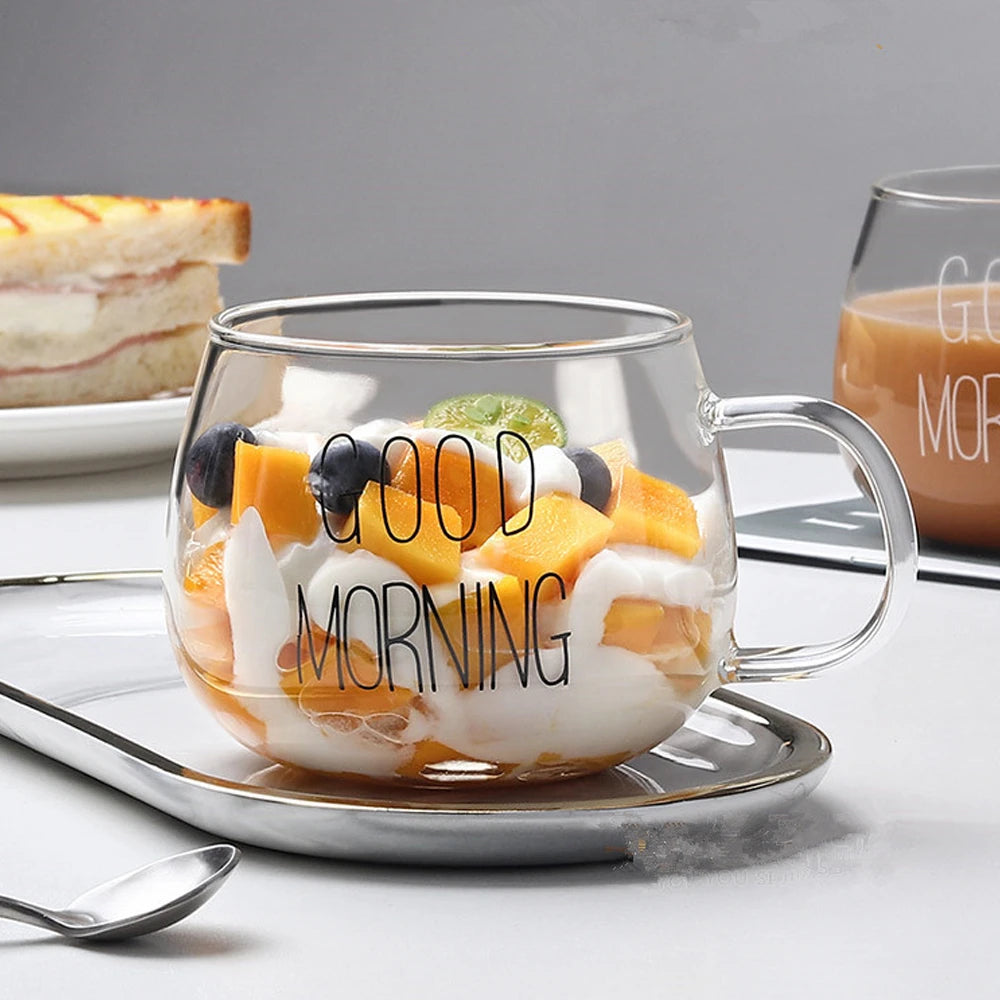 Good Morning Breakfast Glass Cup