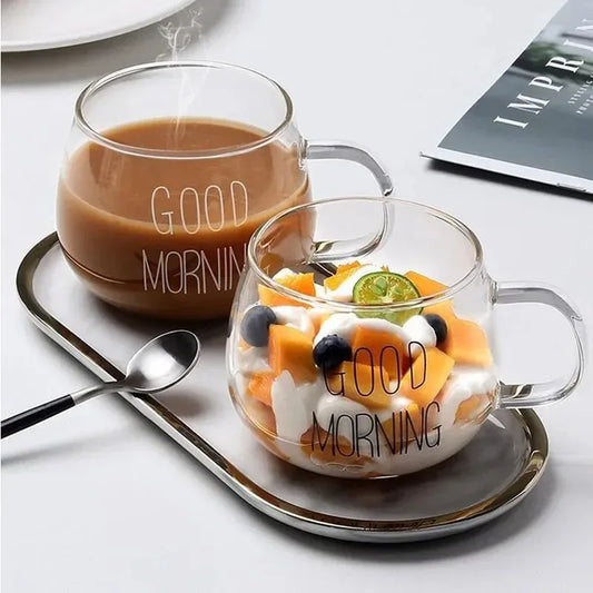 Good Morning Breakfast Glass Cup